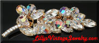 DeLizza & Elster Juliana AB Rhinestones Leaf Crystals Beads brooch