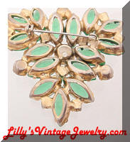 Vintage JULIANA D&E Green AB RhinestonesTriangle Brooch