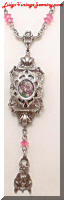 Vintage 1928 Silver tone Rose Pendant Necklace