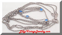 Multi Chains Silver tone Blue Rhinestones Necklace