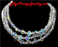 AB Crystaks 3 strand vintage necklace