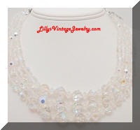 AB Crystals 3 strand vintage necklace