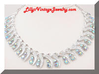 Vintage ART AB Blue Rhinestones Collar Necklace