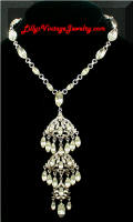 Quality Vintage Deco Rhinestones Pendant Necklace