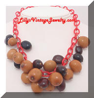 Vintage Celluloid and Nuts Charm Necklace