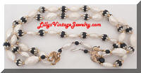 DEAUVILLE Black White Beads Vintage Necklace