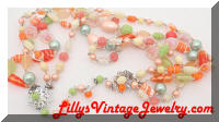 Vintage FLORENZA Glasss Beads 4 Strands Necklace