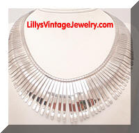 Fluid Silver tone Modernist Fringe Necklace