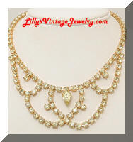 Vintage By GALE Canary Yellow Rhinestones Bib Necklace