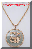 Gorgeous Jade Rhinestones Asian Pendant Necklace