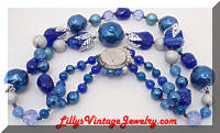 Vintage Blue Beads JAPAN 3 Strands Necklace