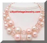 Vintage JAPAN 2 Strands Pale Pink Pearls Beads Necklace