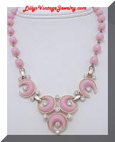 Vintage KRAMER Pink Inserts Rhinestones Necklace