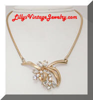 Gorgeous LEDO Golden Rhinestones Vintage Retro Necklace