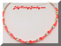 Orange Inserts Rhinestones Vintage Necklace