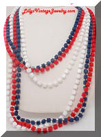 patriotic red white blue square plastic beads necklaces