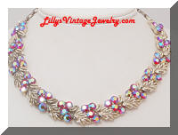 Vintage Star Pink AB Rhinestones Necklace
