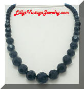 Black Facet Plastic Beads Vintage Necklace