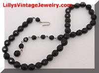Vintage Black Glass Beads Choker Necklace