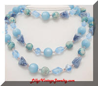 52 in long blue bead necklace