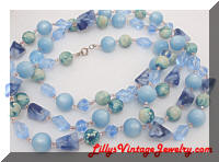 long 52 inch blue beaded necklace