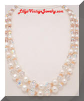 crystals pearls multi strand necklace