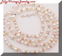 golden faux pearls crystals 2 strands necklace