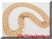 Vintage Golden Tank Tracks Collar Necklace