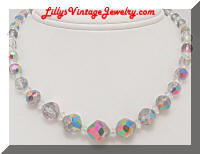 smokey grey ab crystals necklace