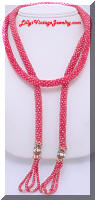 AB Roundels Red Seed Beads Lariat Tassel Necklace