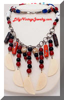 Vintage Middle Eastern Glass Beads Statement Necklace