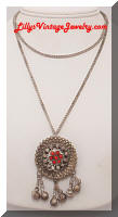 Middle Eastern Silver tone Dangling Bells Pendant Necklace