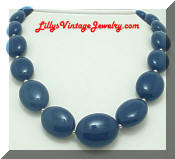Vintage Navy Blue Flat Beads Necklace