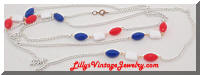 Vintage Long Patriotic Beads Chain Necklace