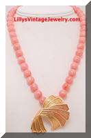 Pink Glass Beads Enamel Necklace with Enhancement