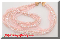 Multi Strand Pink faux Pearls Necklace