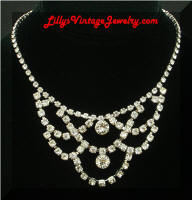 Draping Rhinestones Bib Vintage Necklace