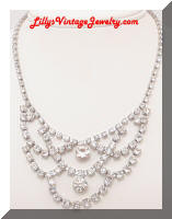 Draping Rhinestones Bib Vintage Necklace