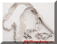 Vintage WHITING & DAVIS Silver Mesh Necklace