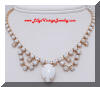 Milk Glass Rhinestones Fringe Necklace