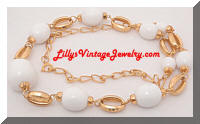 Golden White Beads Chunky Necklace