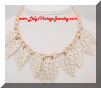 Vintage White Leaf Celluloid Necklace