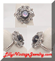 Vintage Abalone Dinner Ring Marked C Sterling