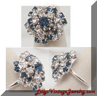 Vintage Sarah COVENTRY Regency Blue Rhinestones Cocktail Ring