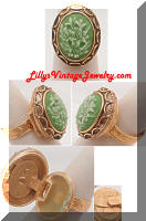 Vintage VANDA Floral Cameo Perfume Cocktail Ring