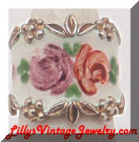 Vintage Sterling ESPO Guilloche Enamel Cocktail Ring