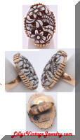 Vintage VOGUE Huge Floral Cameo Cocktail Ring