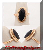 Golden Framed Black Glass Dinner Ring