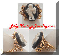 Vintage Cherub Cameo Dinner Ring
