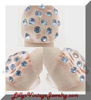 Vintage Clear Lucite Blue Rhinestones Cocktail Ring